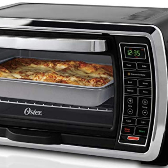 Oster Toaster Oven | Digital Convection Oven, Large 6-Slice Capacity, Black/Polished Stainless
