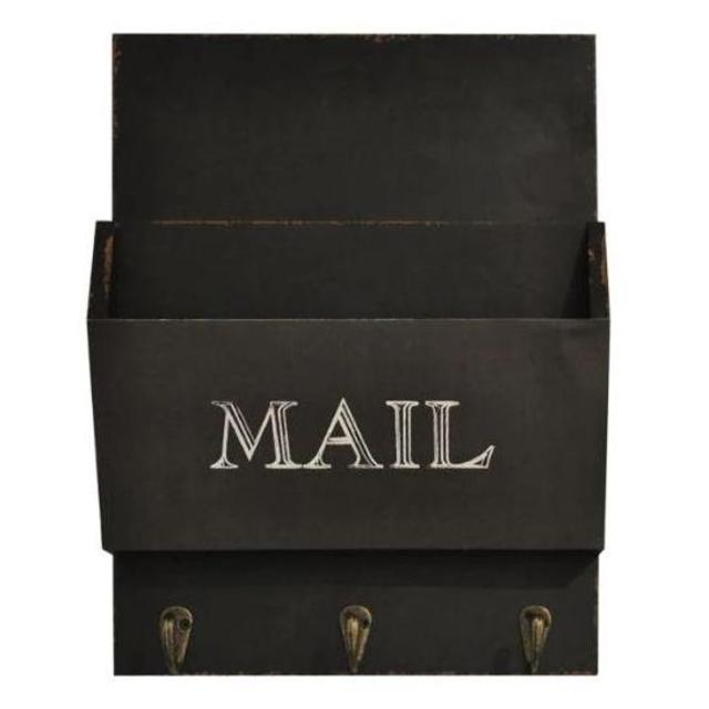Wall Mail Bin With Hooks
