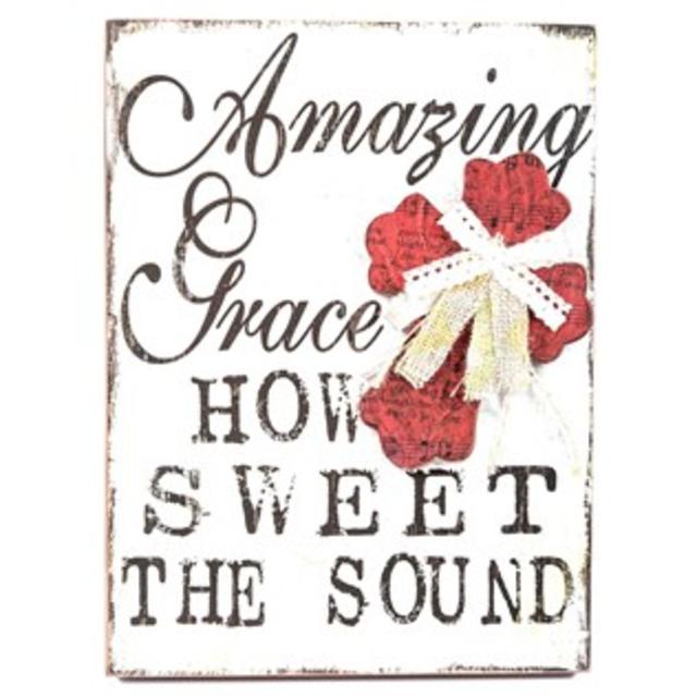 Amazing Grace Wall Art with Raised Cross
