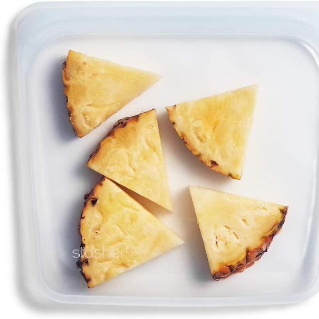 Stasher 100% Silicone Reusable Food Bag, Sandwich Storage Size, 7-inch (15-ounce), Clear