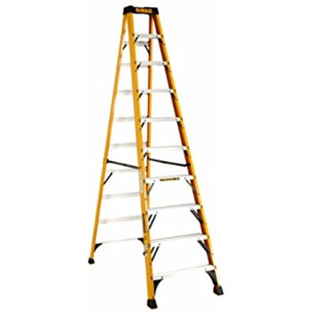 DeWalt DXL3010-10 10-Feet Fiberglass Stepladder Type IA with 300-Pound Duty Rating, 10-Feet, Color may vary