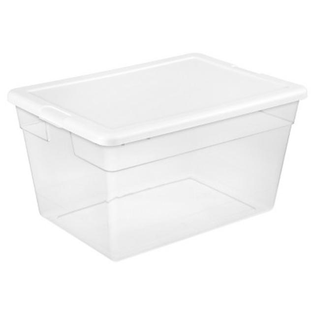 Sterilite® 56 Qt Storage Tote - Transparent with Glacier White Lid
