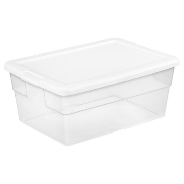 Sterilite® 16 Qt Clear Storage Tote - Clear with Blue Lid