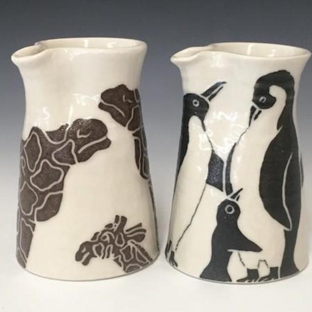 Black & White African Animal Creamer. For more information regarding pottery or to place an order please email Karis Swink Barry at: animalpottery@yahoo.com.