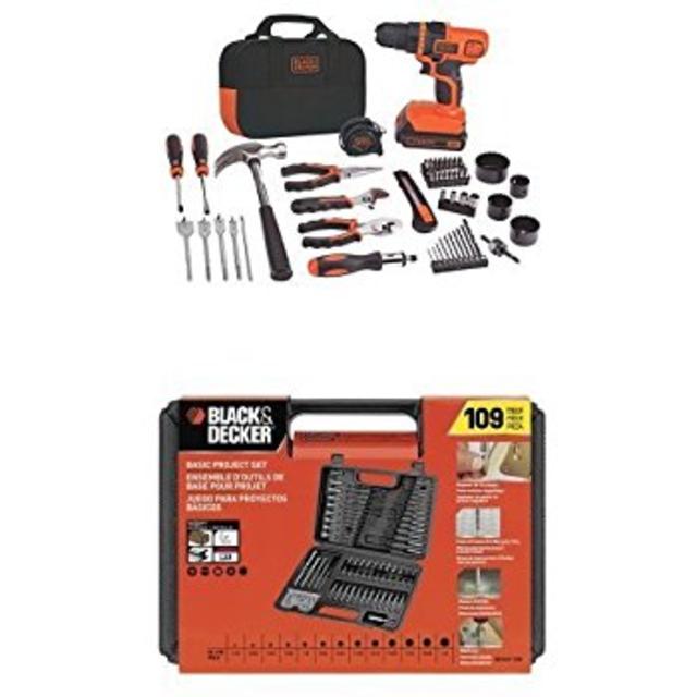 Black & Decker 20-Volt MAX Lithium-Ion Drill and Project Kit w/ BDA91109 Combination Accessory Set, 109-Piece