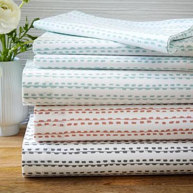Organic Hand Drawn Stripe Sheet Set (Pale Blue)