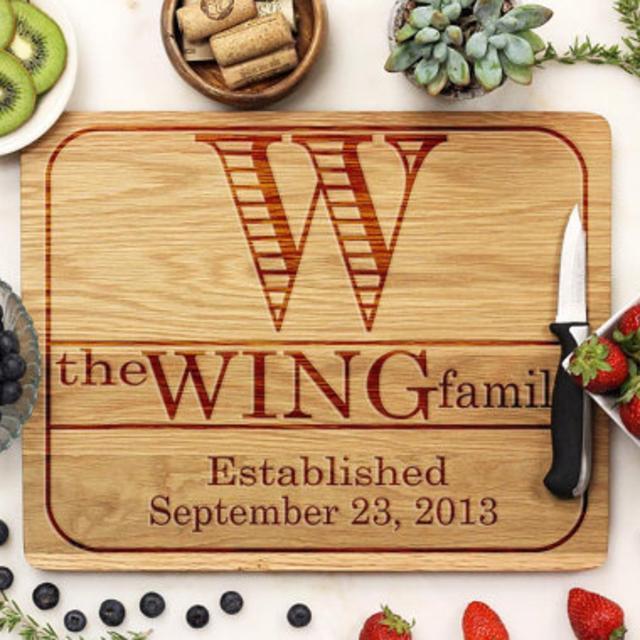 Personalized Cutting board, Large Monogram Initial Cutting Board, Monogrammed Custom Engraved White Oak wood --21041-CUTB-004