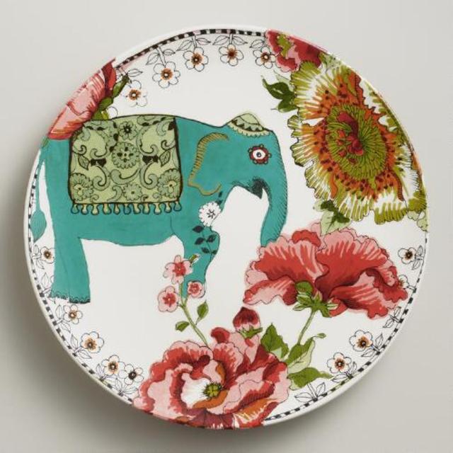 Turquoise Nomad Elephant Plates, Set of 4