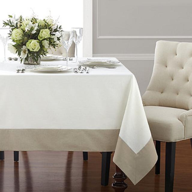 Wamsutta® Bordered Linen 70-Inch Square Tablecloth in Natural