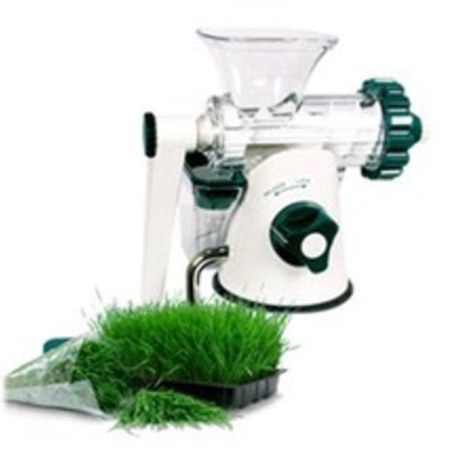 Healthy Juicer - MANUAL WHEATGRASS JUICER / WHEAT GRASS - Lexan-Green & White