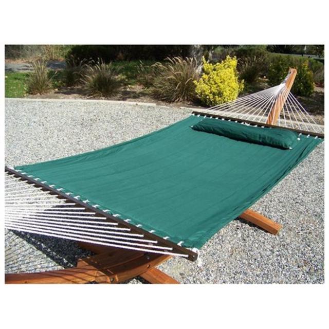 Petra's Solid Green Quilted 2 Person Hammock Bed w/ Pillow. Padded Comfort...