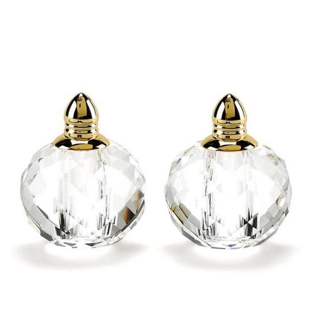 Zendra Gold Handmade Lead-Free Crystal Salt and Pepper Shakers