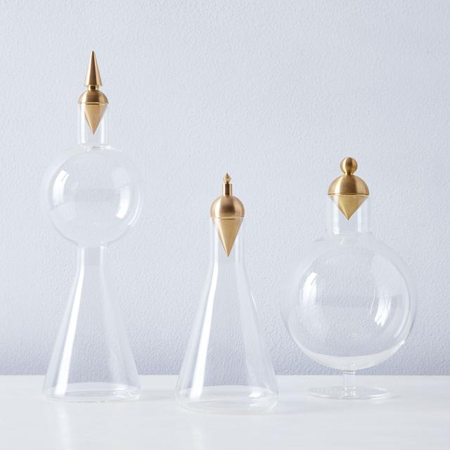 Geometric Glass & Brass Vessels