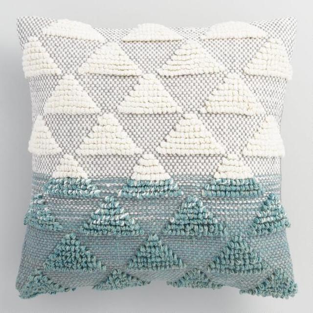 Jade Woven Triangle Indoor Outdoor Throw Pillow