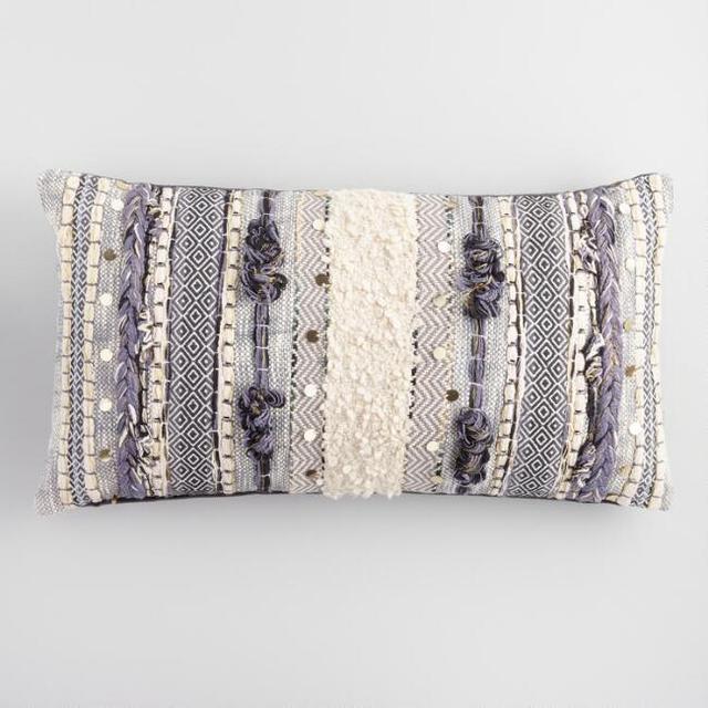 Gray Moroccan Lumbar Pillow