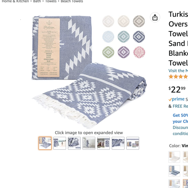 Turkish Towels Beach Towels Oversized (35”x67”) Beach Towels for Adults Quick Dry and Sand Free Beach Towel Beach Blanket 100% Cotton Turkish Towel - Navy Blue