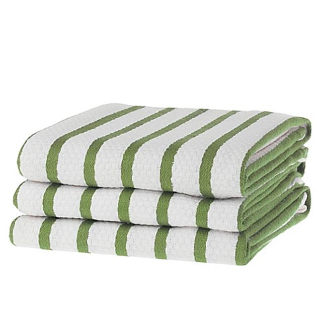 Basket Weave Kitchen Towel in Green (Set of 3)