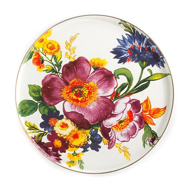 Flower Market Round Tray - White