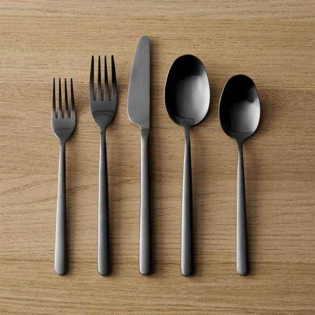 20-piece allegra brushed black flatware set