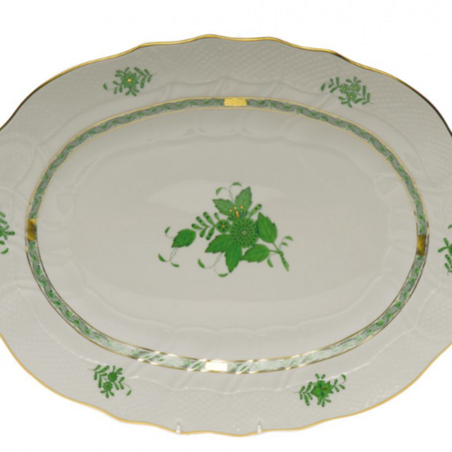 Hoagland's of Greenwich- HEREND CHINESE BOUQUET GREEN LARGE PLATTER