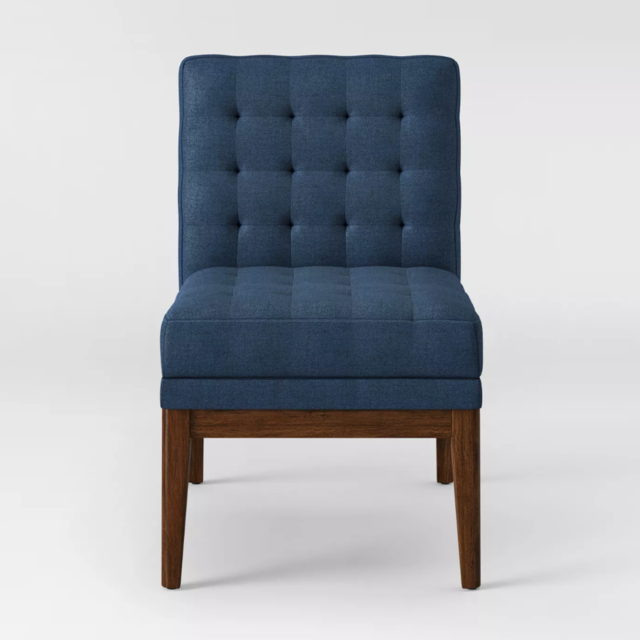Newark Tufted Slipper Chair with Wood Base Navy - Project 62™