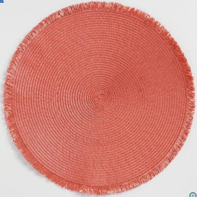 Round Terracotta Polybraid Placemats with Fringe Set of 4