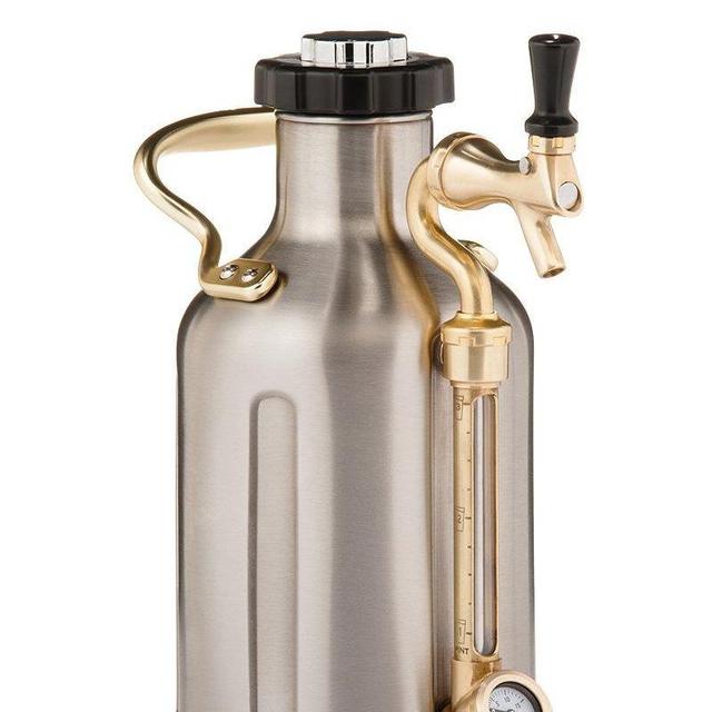 GrowlerWerks uKeg Carbonated Growler, 64 oz, Stainless Steel