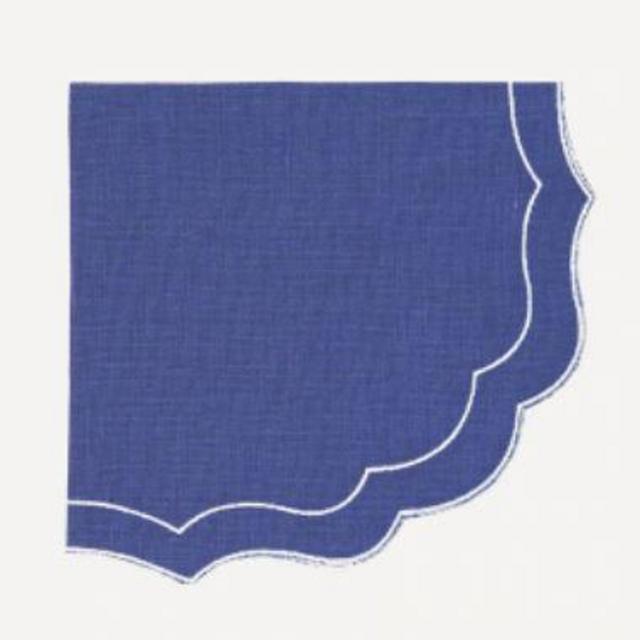 Georgia Scalloped Linen Napkin, Denim