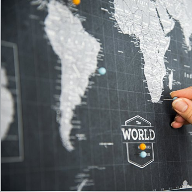 World Travel Map Pin Board - Modern Slate