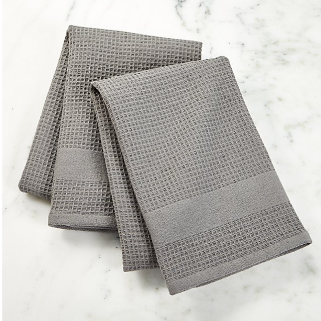 Waffle-Terry Grey Dish Towels, Set of 2