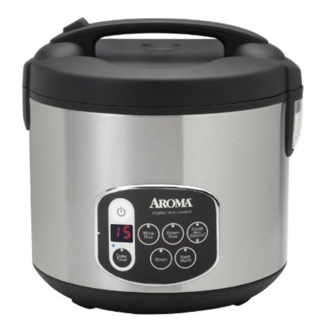 Aroma 20-Cup (Cooked) (10-Cup UNCOOKED) Digital Rice Cooker & Food Steamer, Stainless Steel Exterior (ARC-1010SB)