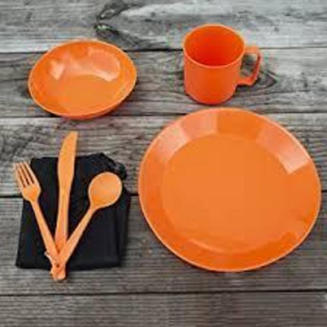 UST PackWare Dish Set with Mesh Bag, BPA Free Construction and Eating Utensils for Hiking, Camping, Backpacking, Travel and Outdoor