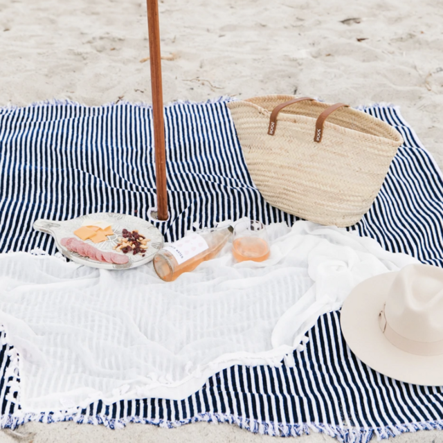 The Beach Blanket - Lauren's Navy Stripe