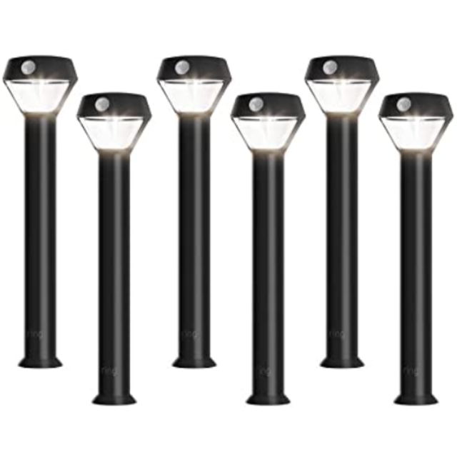 Ring Solar Pathlight - Outdoor Motion-Sensor Security Light, Black (Starter Kit: 6-pack)