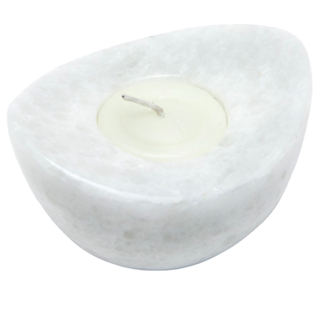 White Stone Candle Holder