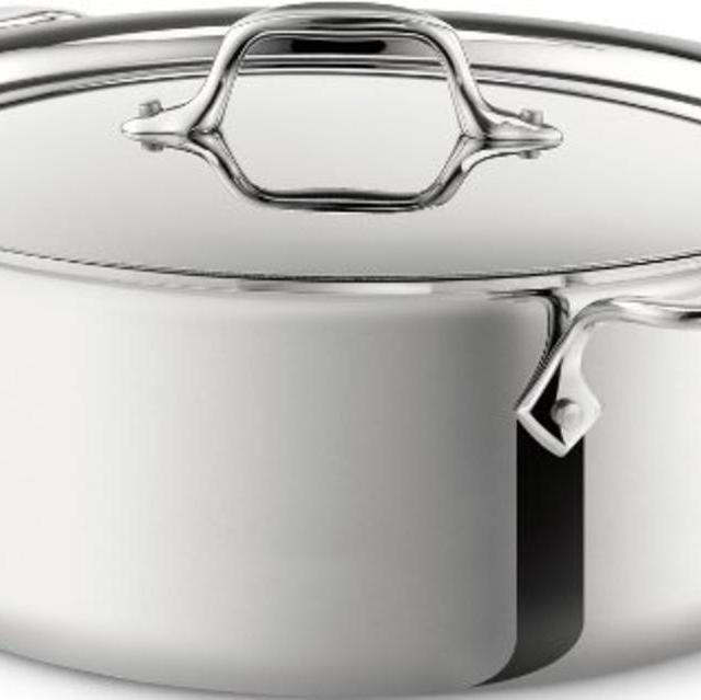 All-Clad 4506 Stainless Steel Tri-Ply Bonded Dishwasher Safe Stockpot with Lid / Cookware, 6-Quart, Silver