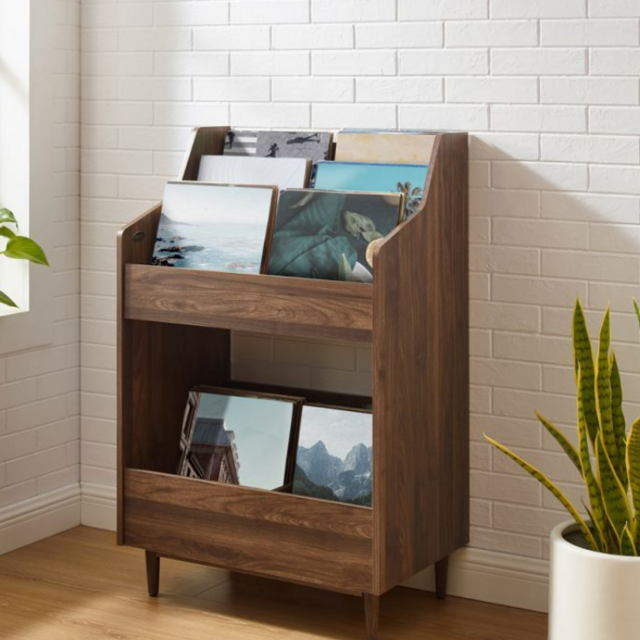 Vinyl Record Display in Walnut Color