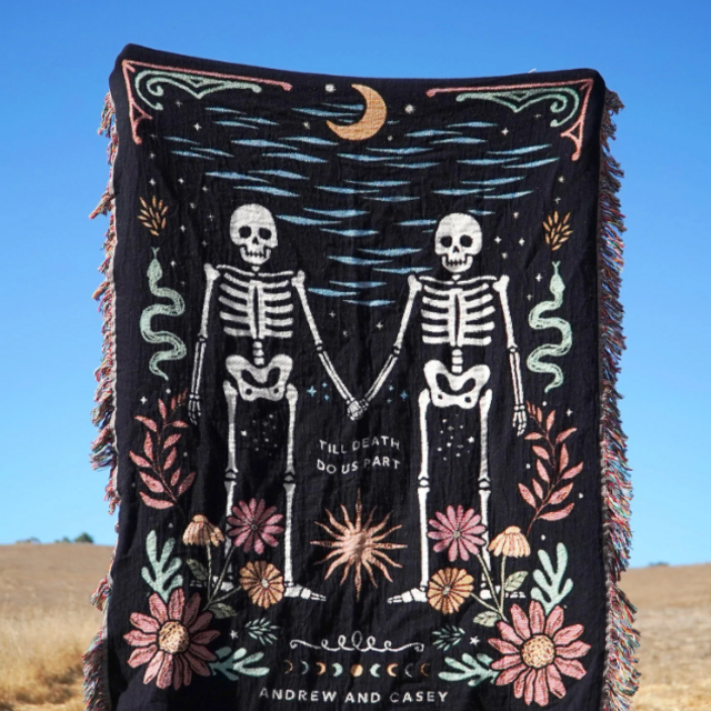 Personalized Skeleton Couple Woven Blanket