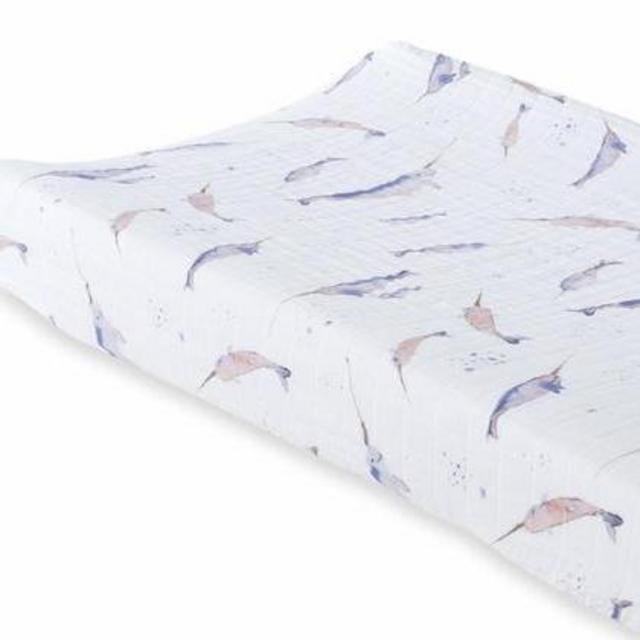 Little Unicorn Cotton Muslin Changing Pad Cover - Narwhal