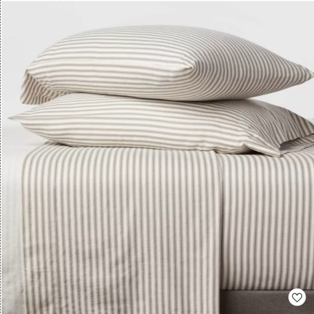 Fall Flannel Patterned Sheet Set - Queen - Gray Striped