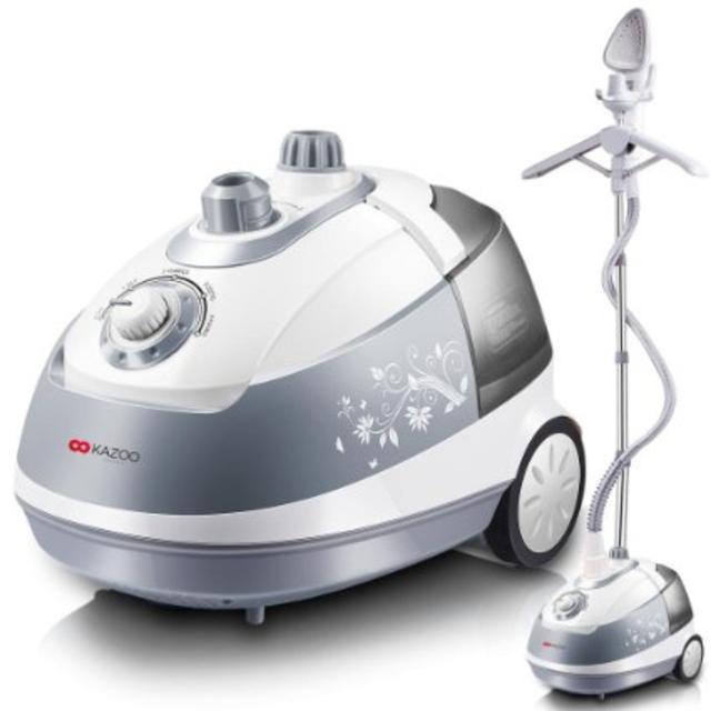 Kazoo 1580W/91 oz Large Capacity Professional Garment Steamer Heats Up in 45 Seconds and Up to 70 Minutes Continuous Steam, 4-way Adjustment Effective Wrinkle Removing Patented Bottom Drain Design, Full-equipped Attachments for Clothes, Curtains, Sofa, Upholstery and More