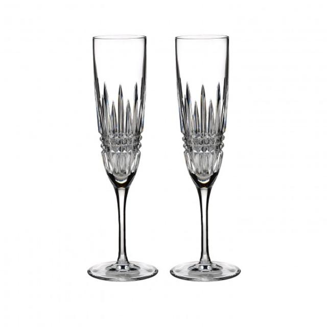 Waterford Lismore Diamond Flute, Pair
