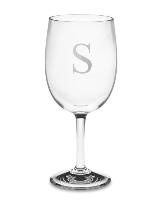 DuraClear® Red Wineglasses, Set of 6, Clear, TRADITIONAL BLOCK - STYLE 11 Monogram: B