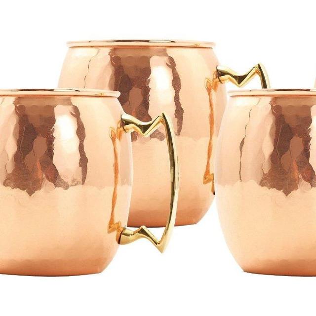Old Dutch 24-Ounce Solid Copper Hammered Moscow Mule Mug, Set of 4