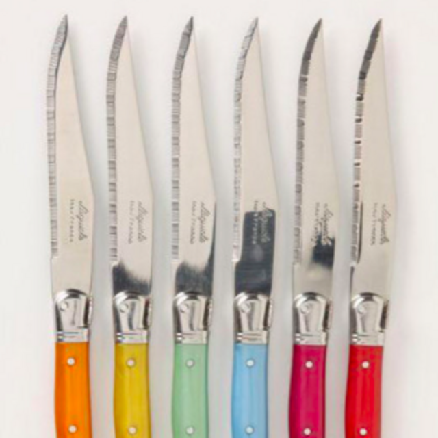 Laguiole Steak Knives, Set of 6, Assorted Colors