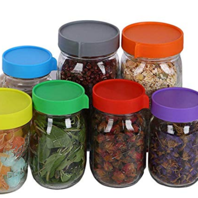 Elwiya Leak Proof Plastic Mason Jar Lids for Wide Mouth & Regular Mouth - Reusable Plastic Storage Caps/Tops for Ball Jar Lids, Pack of 14