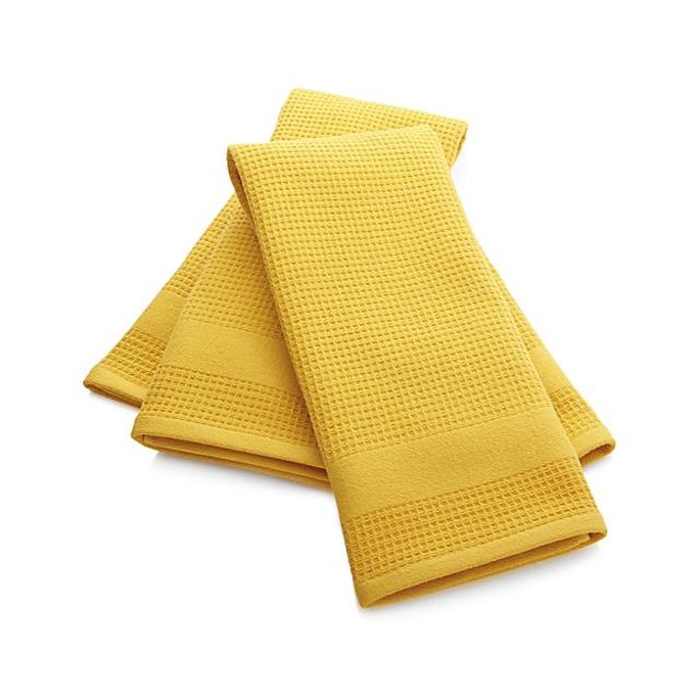 Set of 2 Waffle-Terry Yellow Dish Towels