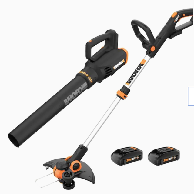WORX POWER SHARE 20-Volt Cordless Trimmer and Blower Combo Kit Includes: WG163.9, WG547.9, (2) WA3575, WA3742