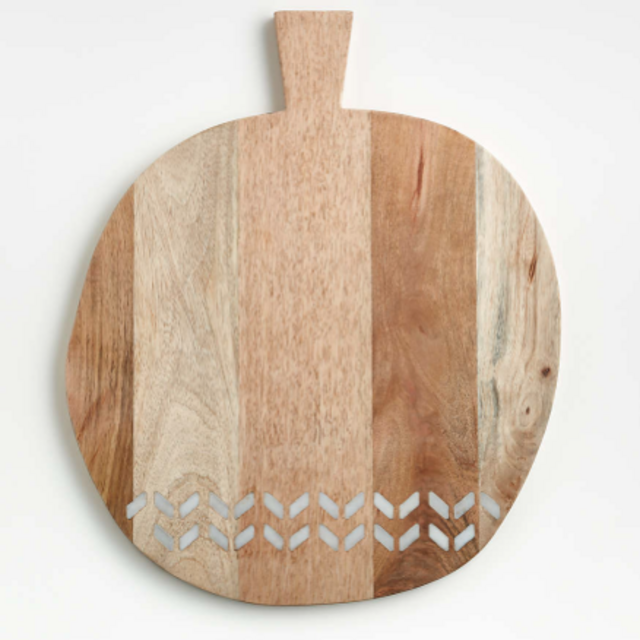 Isadore Round Marble Inlay Wood Serving Board