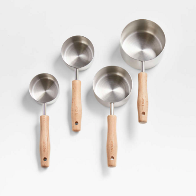 Beechwood and Stainless Steel Measuring Cups